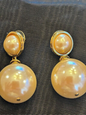 Gold-Tone Pearl Drop Earrings